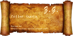 Zoller Gyula névjegykártya